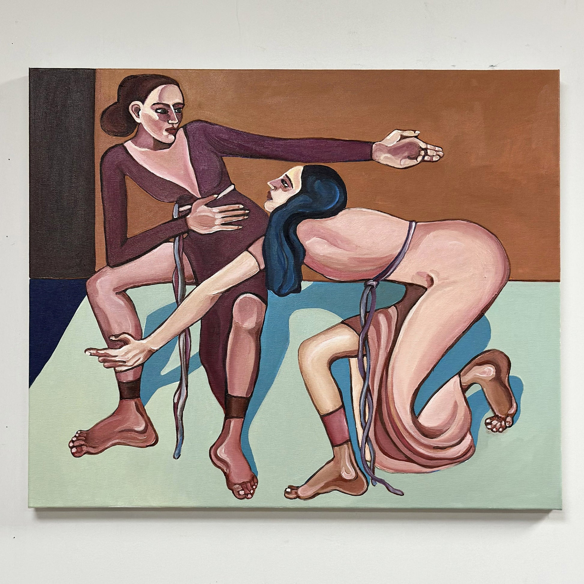 Emotional Gravity by Noemi Safir, original acrylic painting on canvas, 50 × 60 cm, from the series Drama Looks Good on Us.