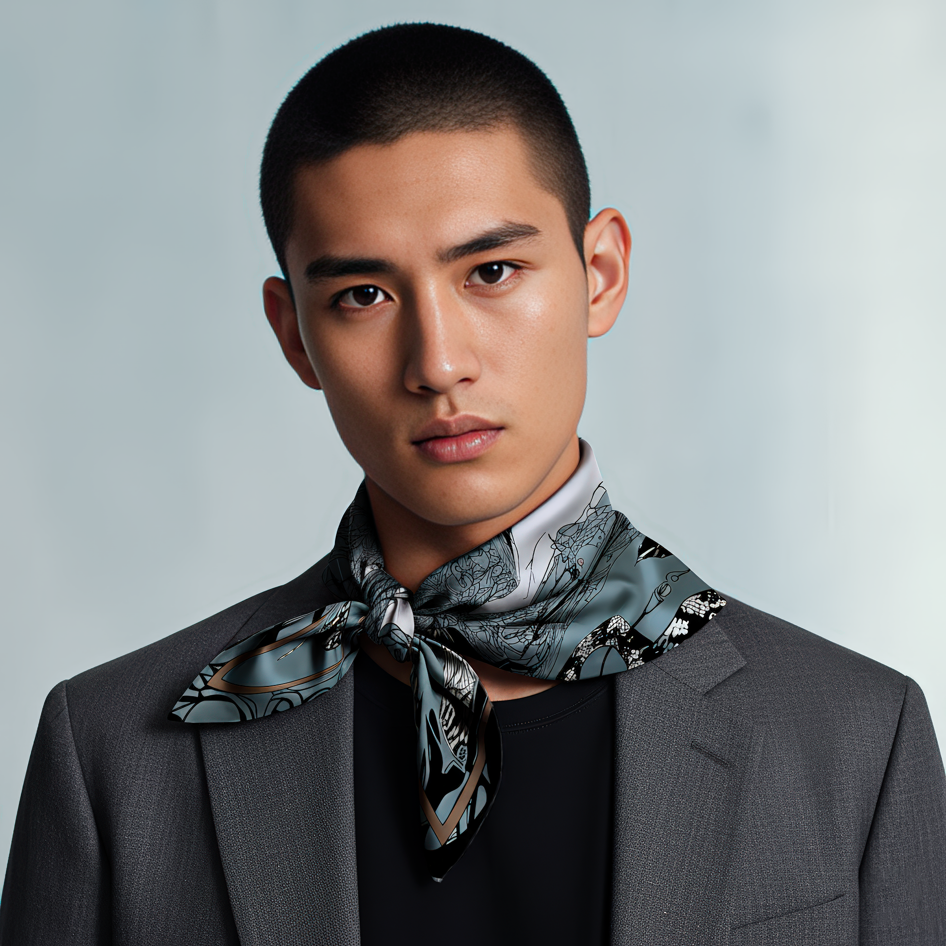 High-end artistic silk scarf in jewel tones, designed for women who love wearable art with deep narrative and emotional symbolism.