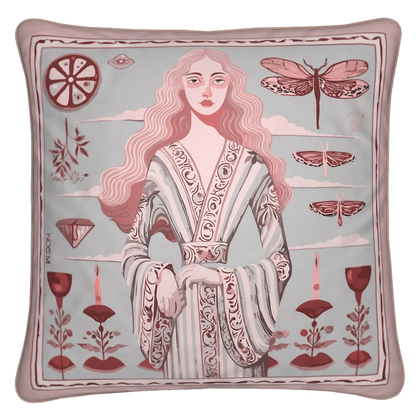 Designed for homes filled with meaning and layers of personal style, this cushion from NOE MI blends fashion and fine art.