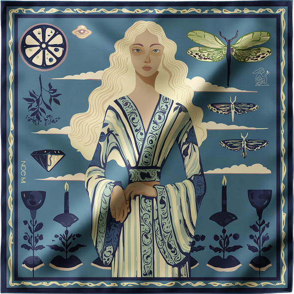 'Ginger Lace'  Silk Scarf, Lagoon