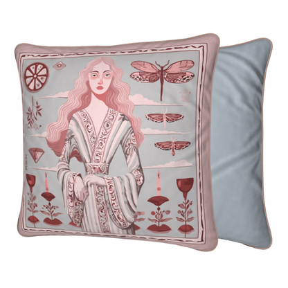 NOE MI velvet decorative cushion, premium square pillow with surreal artwork, designed for global homes
