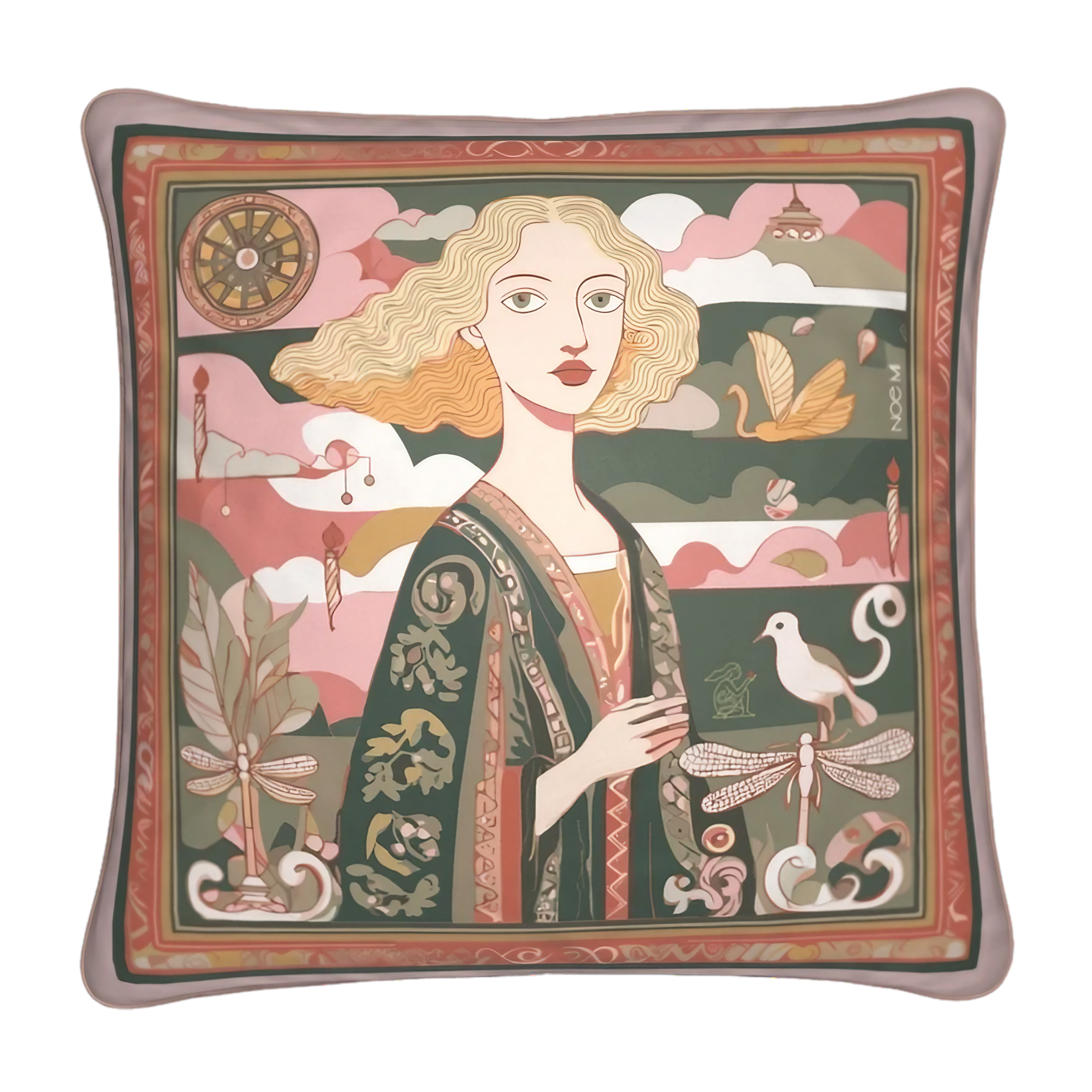 This NOE MI cushion captures a fragment of storytelling, perfect for interiors where art and comfort meet