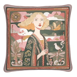 'Golden Threads' Square Cushion, Peach