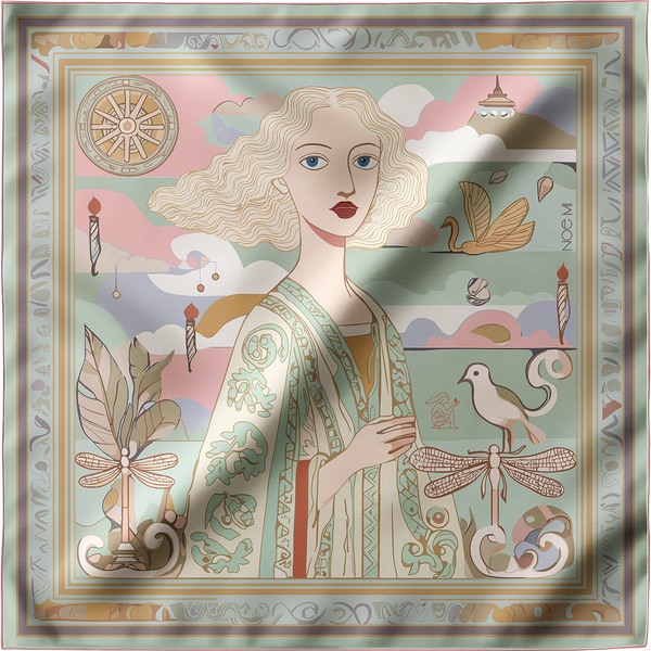 'Golden Threads' Silk Scarf, Mint
