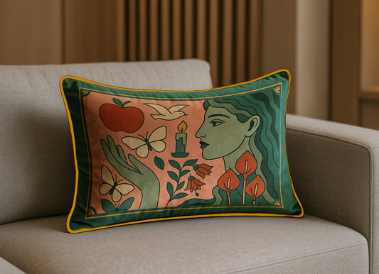 'Green Gaze' Rectangular cushion