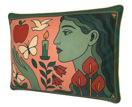 'Green Gaze' Rectangular cushion