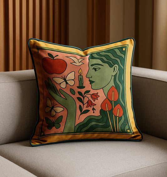 'Green Gaze' Square Cushion