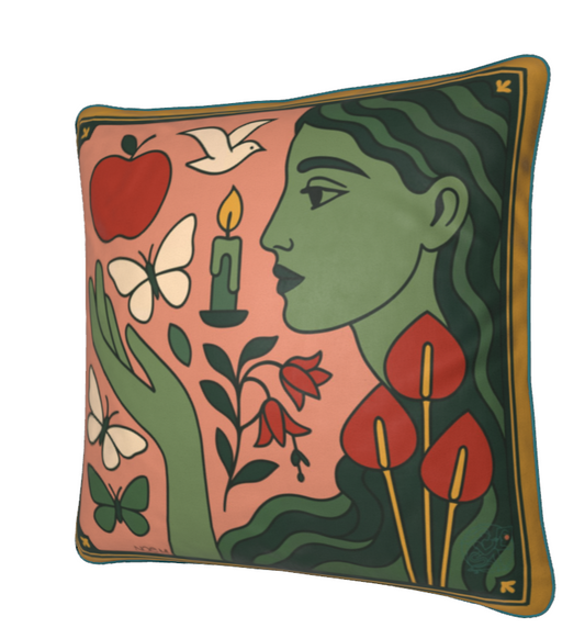 'Green Gaze' Square Cushion