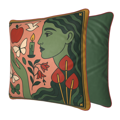 NOE MI designer velvet cushion, soft velvet square pillow with collectible print, crafted for elegant homes and global décor lovers.