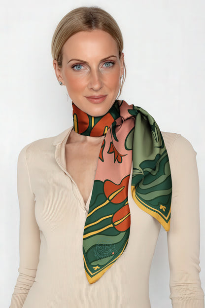 'Green Gaze' Silk scarf