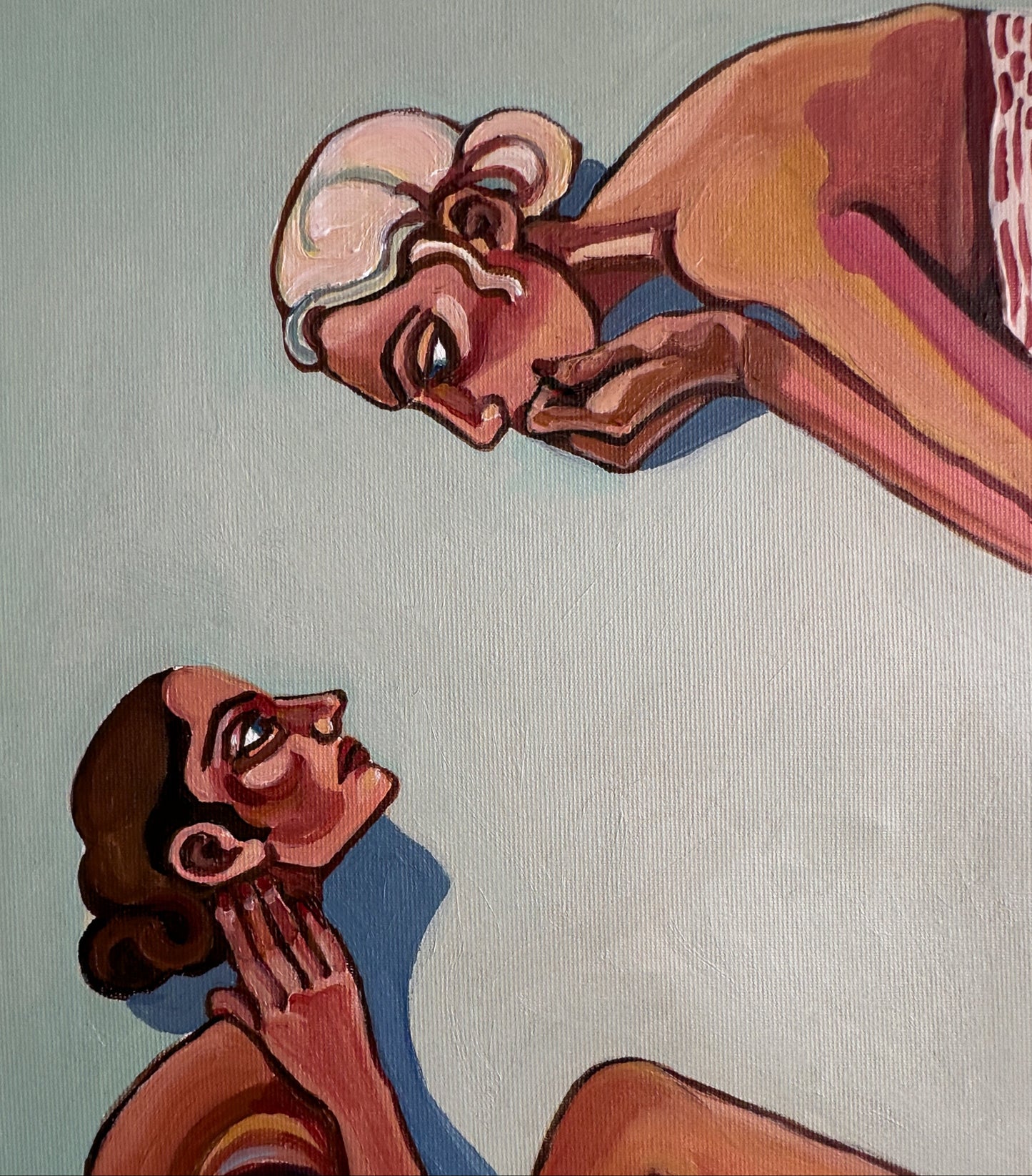 Contemporary figurative art by Noemi Safir titled High Maintenance, exploring feminine vulnerability, emotional truth, self protection, care, and the quiet cost of being easy to love.