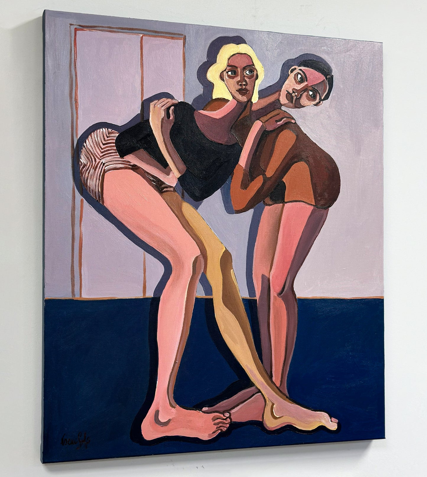 Love Overload original acrylic on canvas by Noemi Safir, a symbolic figurative painting about love, pressure, emotional boundaries, and the body flooded by feeling.