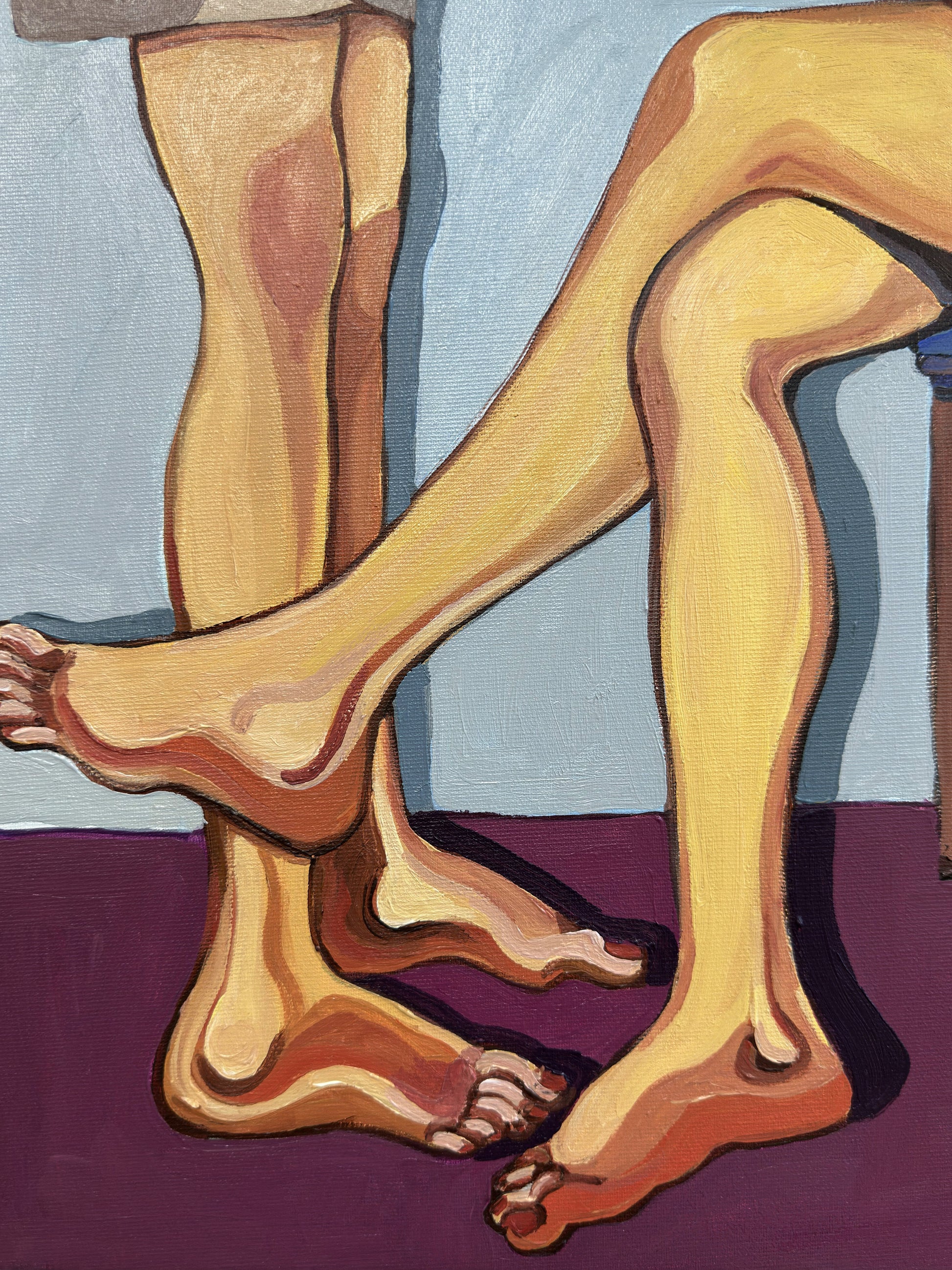 Highly collectible original painting Personal Space by Noemi Safir, exploring women, emotional boundaries, psychological intimacy, and contemporary figurative art with personal resonance.