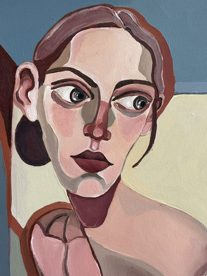 Noemi Safir women painting Between Rooms, exploring the painful feeling of being physically close to someone yet emotionally unreached inside the same space.