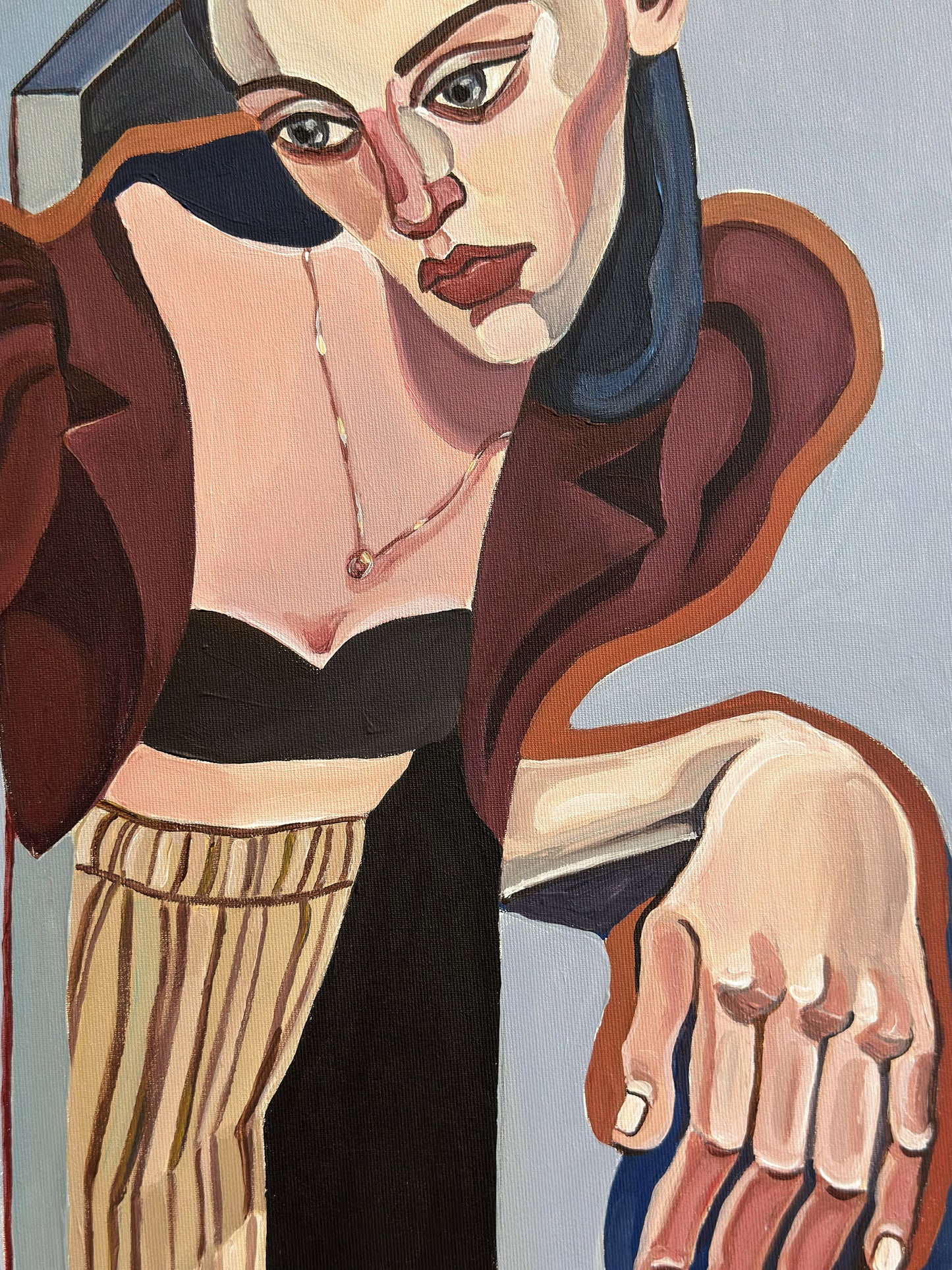 Between Rooms original artwork by Noemi Safir, a highly collectible painting about feminine intimacy, emotional absence, longing and symbolic storytelling.