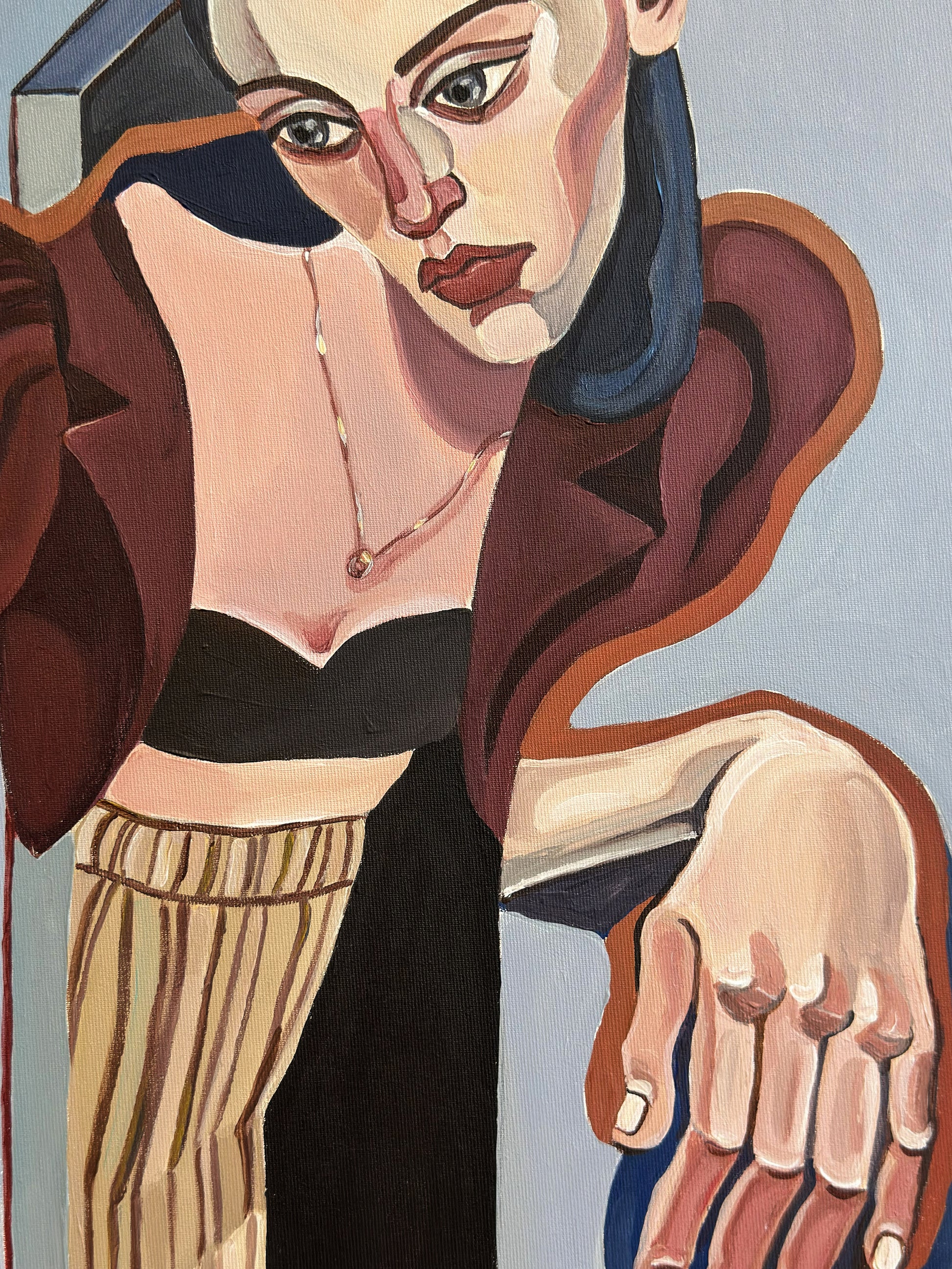 Between Rooms original artwork by Noemi Safir, a highly collectible painting about feminine intimacy, emotional absence, longing and symbolic storytelling.