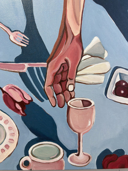 Contemporary figurative art by Israeli artist Noemi Safir titled After Everyone Left, created for collectors drawn to women in art, emotional storytelling and beauty with meaning.