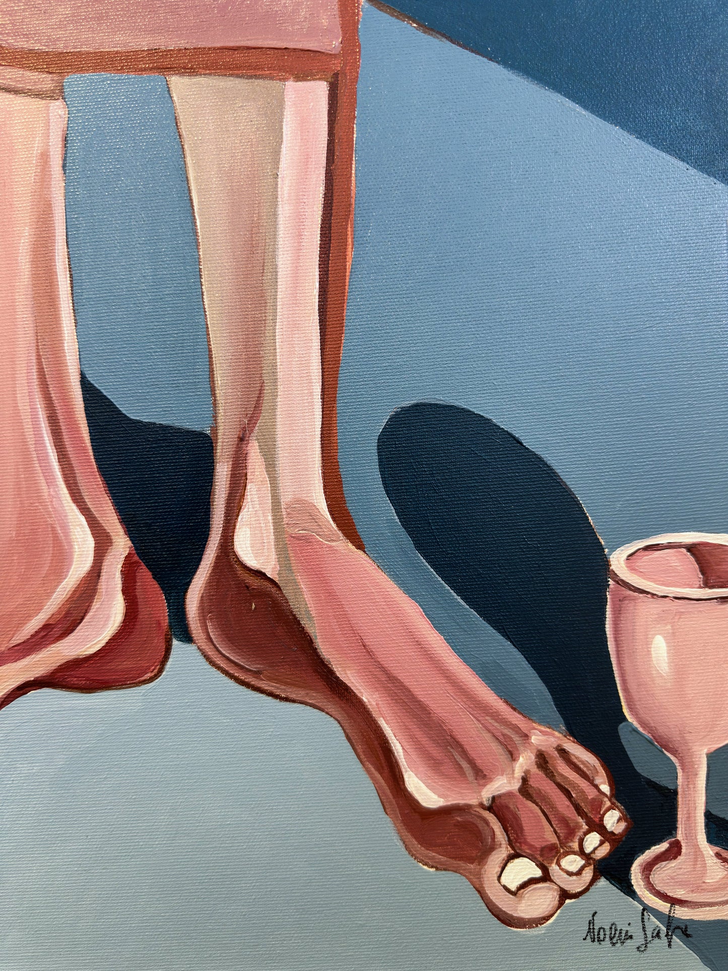 After Everyone Left original acrylic on canvas by Noemi Safir, a symbolic figurative painting about domestic aftermath, emotional labor and psychological presence.