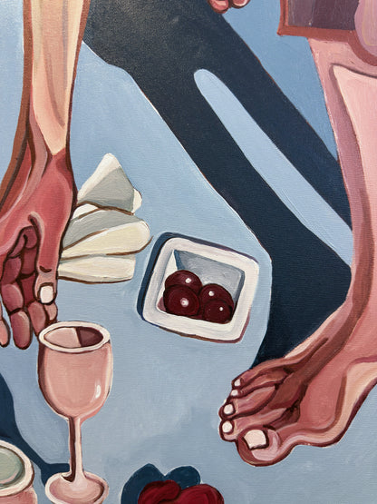 Highly collectible original painting After Everyone Left by Noemi Safir, exploring women, emotional figurative art, quiet endurance and contemporary symbolic painting.