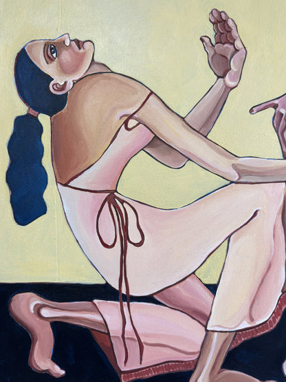 Close-up detail of Velvet Tension by Noemi Safir, showing expressive female figures, emotional body language and the tension between closeness and control.