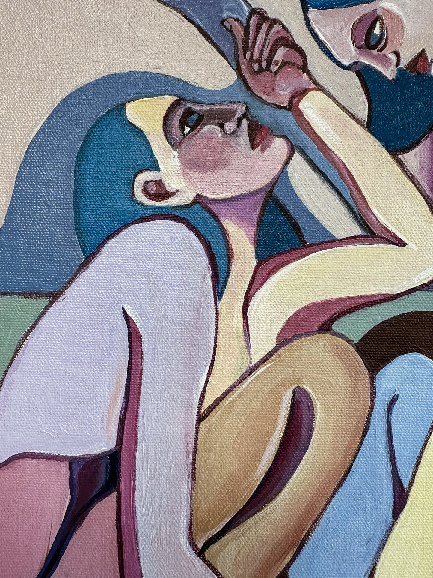 Sweet Power Trip original artwork by Noemi Safir, a highly collectible painting about care, dependency, closeness and the emotional games that can live inside intimacy.