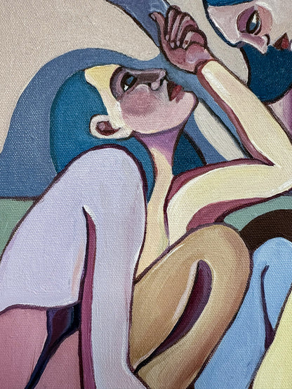 Sweet Power Trip original artwork by Noemi Safir, a highly collectible painting about care, dependency, closeness and the emotional games that can live inside intimacy.