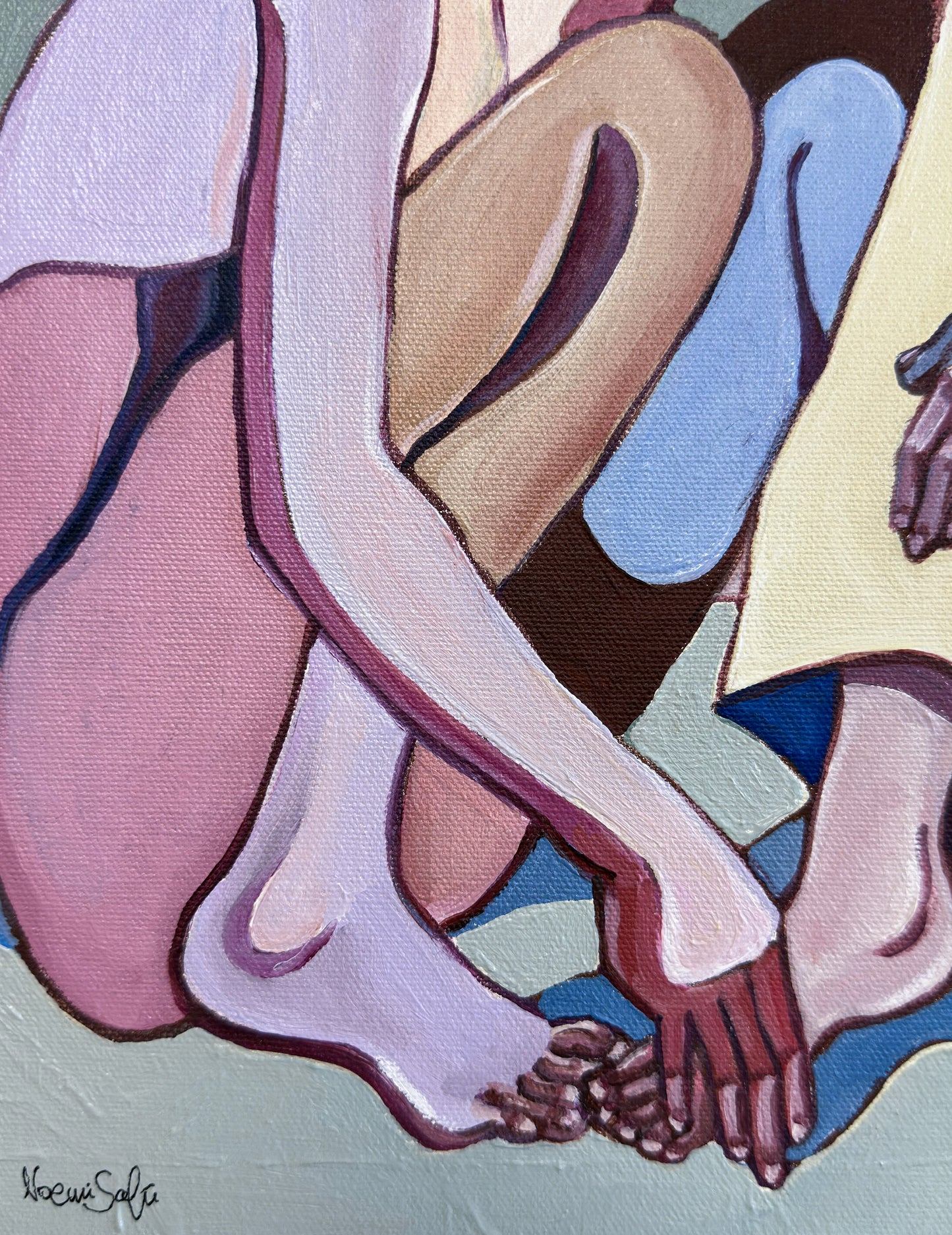Contemporary figurative art by Israeli artist Noemi Safir titled Sweet Power Trip, created for collectors drawn to women in art, emotional storytelling and beauty with meaning.