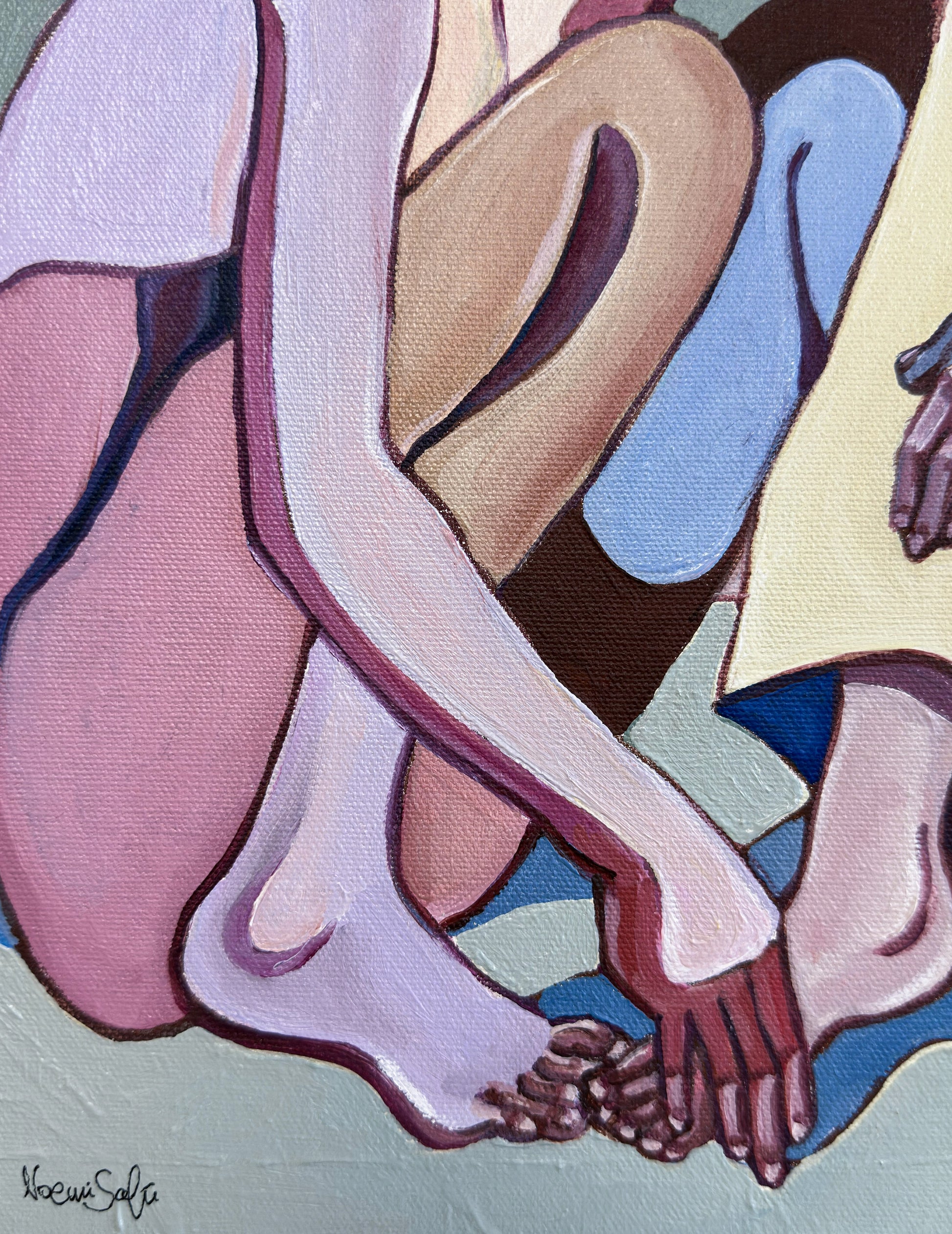 Contemporary figurative art by Israeli artist Noemi Safir titled Sweet Power Trip, created for collectors drawn to women in art, emotional storytelling and beauty with meaning.