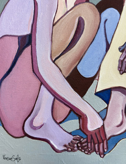 Contemporary figurative art by Israeli artist Noemi Safir titled Sweet Power Trip, created for collectors drawn to women in art, emotional storytelling and beauty with meaning.