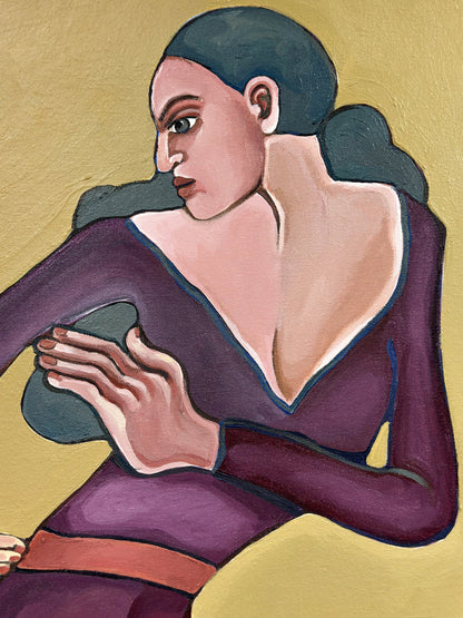 Texture detail of Velvet Tension, an original contemporary figurative painting by Noemi Safir with layered color, sensual surface and expressive brushwork.