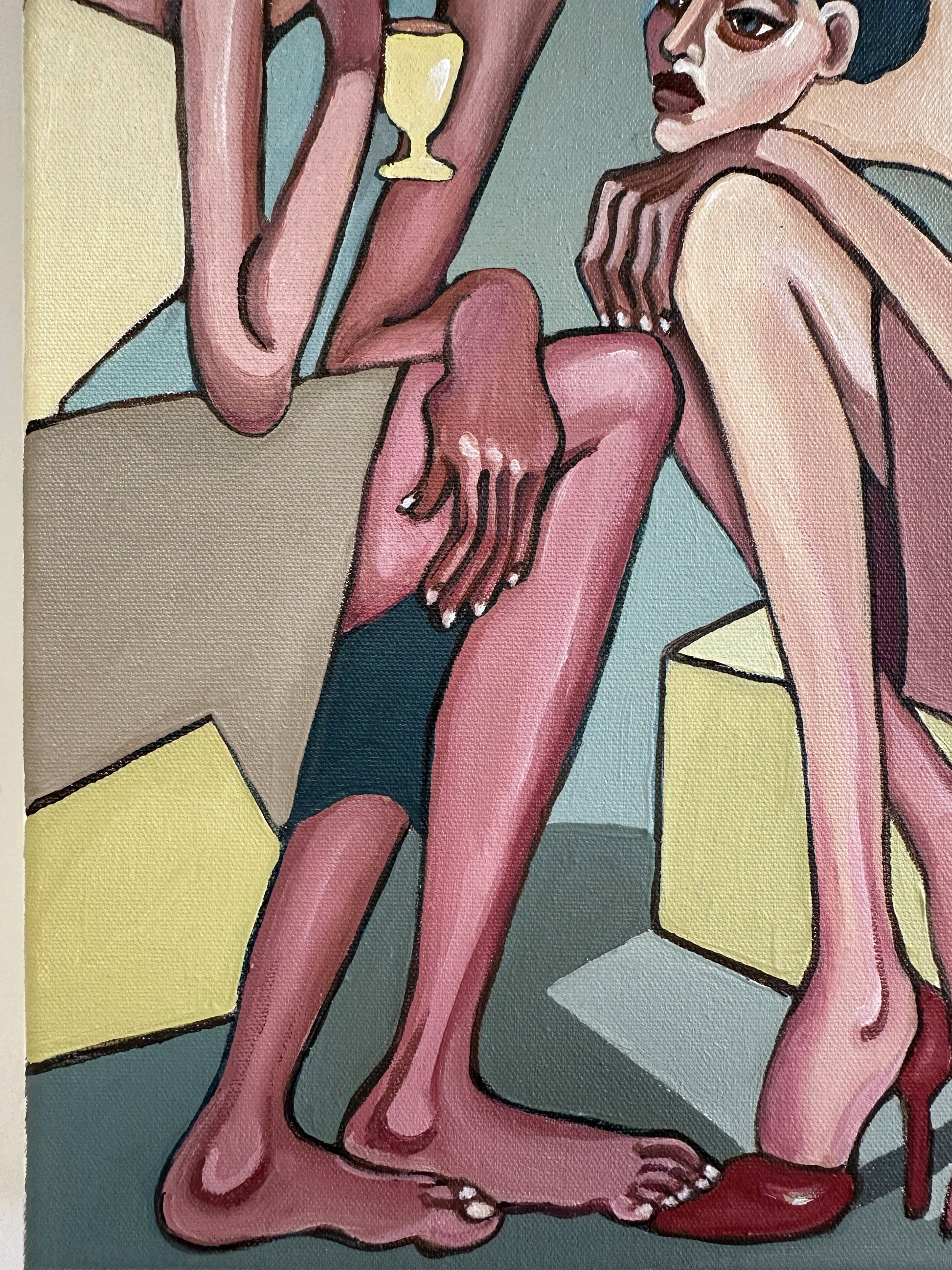Noemi Safir women painting Too Pretty to Behave, exploring beauty as performance and the pressure to stay desirable while refusing to stay obedient.