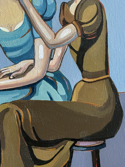 The Words That Never Come Out original artwork by Noemi Safir, a highly collectible painting about feminine intimacy, emotional silencing, self suppression, and the hidden cost of staying quiet.