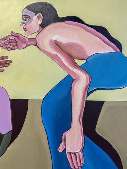 Contemporary figurative art by Israeli artist Noemi Safir titled A Silent Confession, created for collectors drawn to women in art, symbolic storytelling and beauty with meaning.