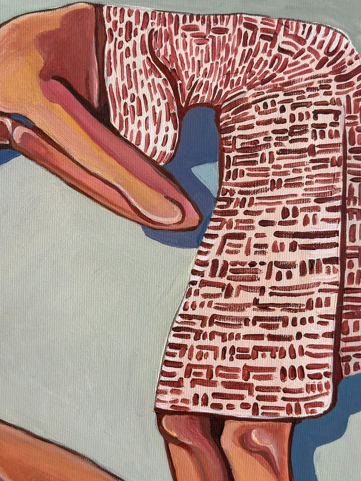 Noemi Safir women painting High Maintenance, an original acrylic on canvas artwork about emotional labor, intimacy, feminine identity, and personal resonance for collectors.