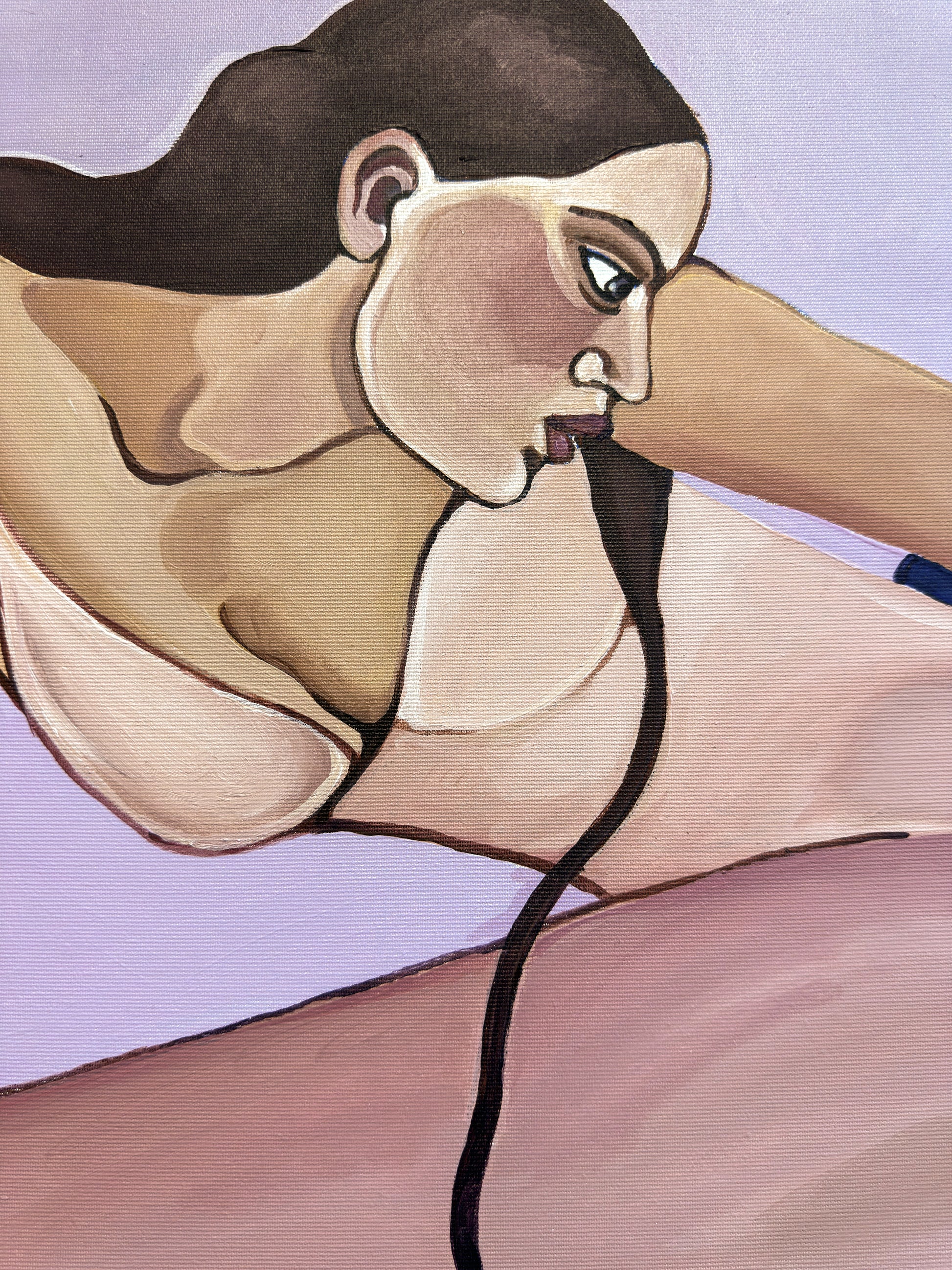Emotional figurative painting by Noemi Safir about staying present while someone we love moves through something in their own time.