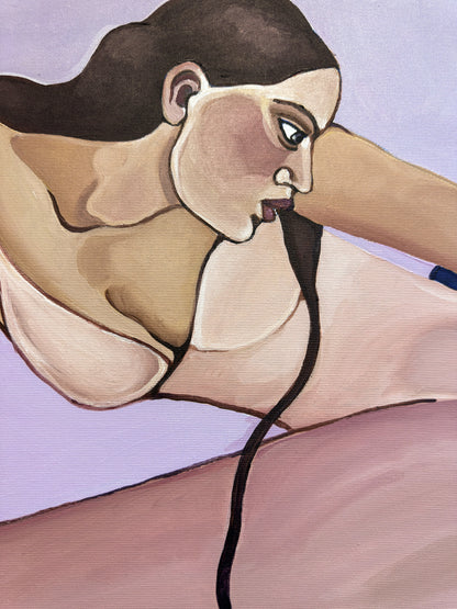 Emotional figurative painting by Noemi Safir about staying present while someone we love moves through something in their own time.