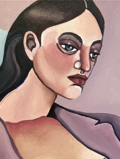 Ask Me Again Tomorrow is a figurative painting about allowing questions to remain open and giving another person more time.