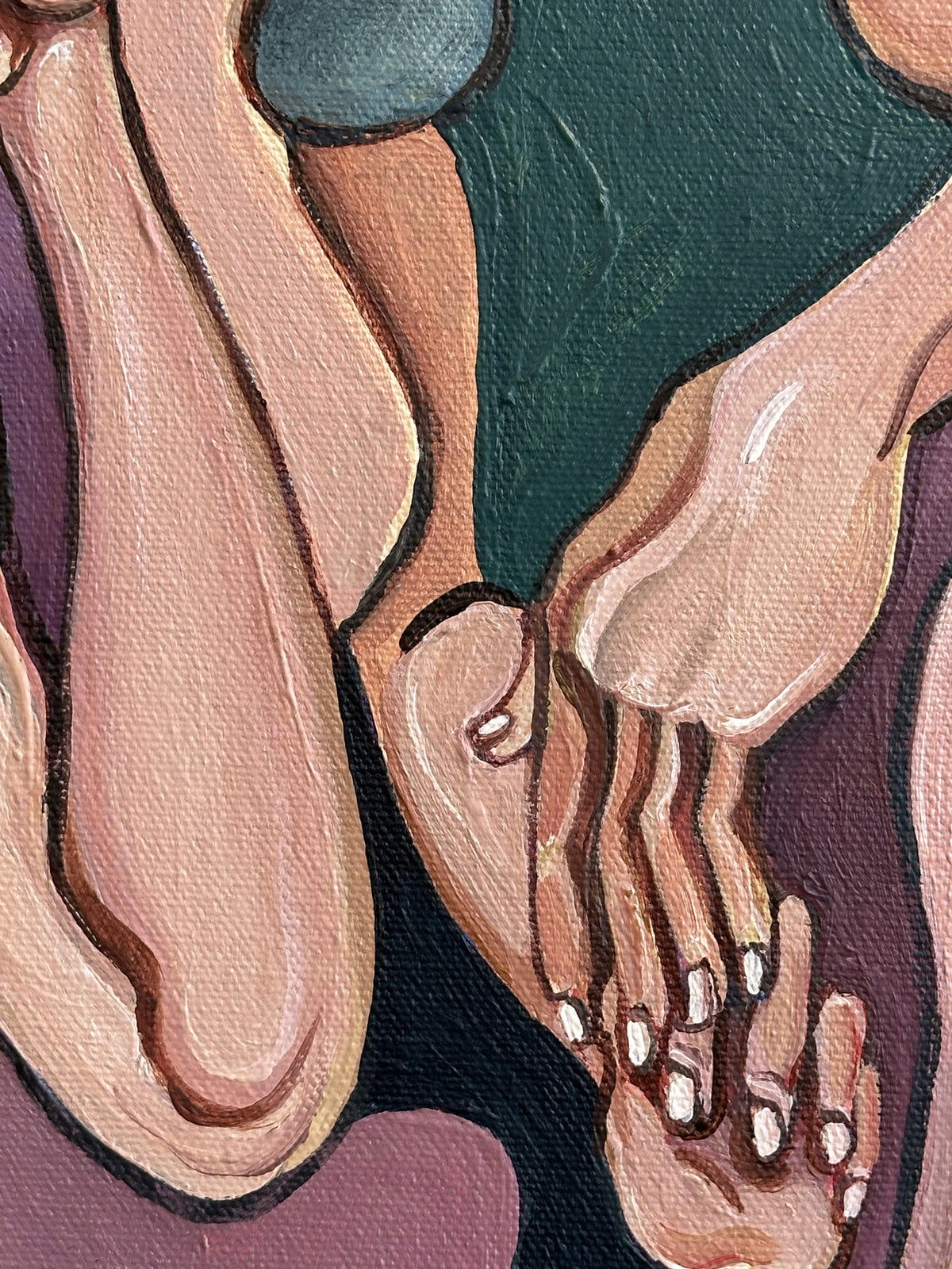 Contemporary figurative art by Israeli artist Noemi Safir titled Mind the Gap, created for collectors drawn to women in art, emotional storytelling and beauty with meaning.