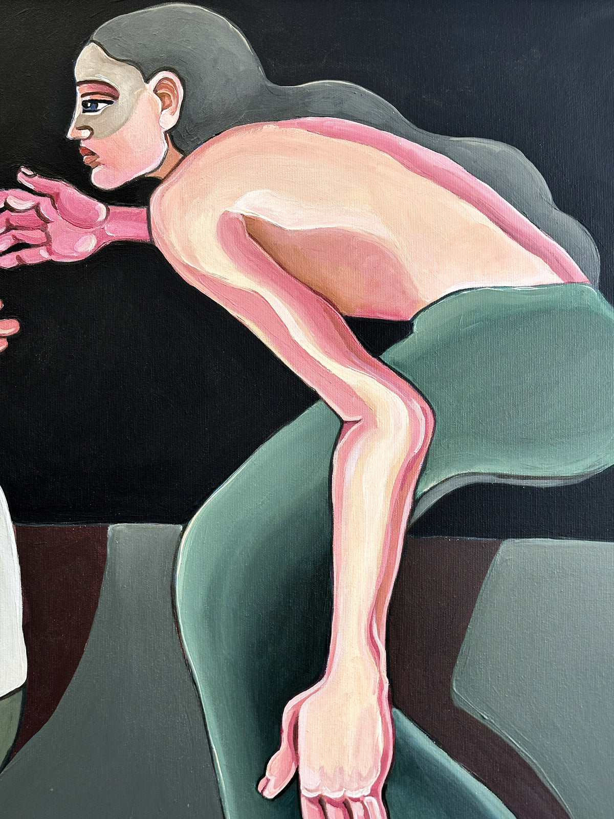 Contemporary figurative art by Israeli artist Noemi Safir titled A Silent Confession, created for collectors drawn to women in art, symbolic storytelling and beauty with meaning.