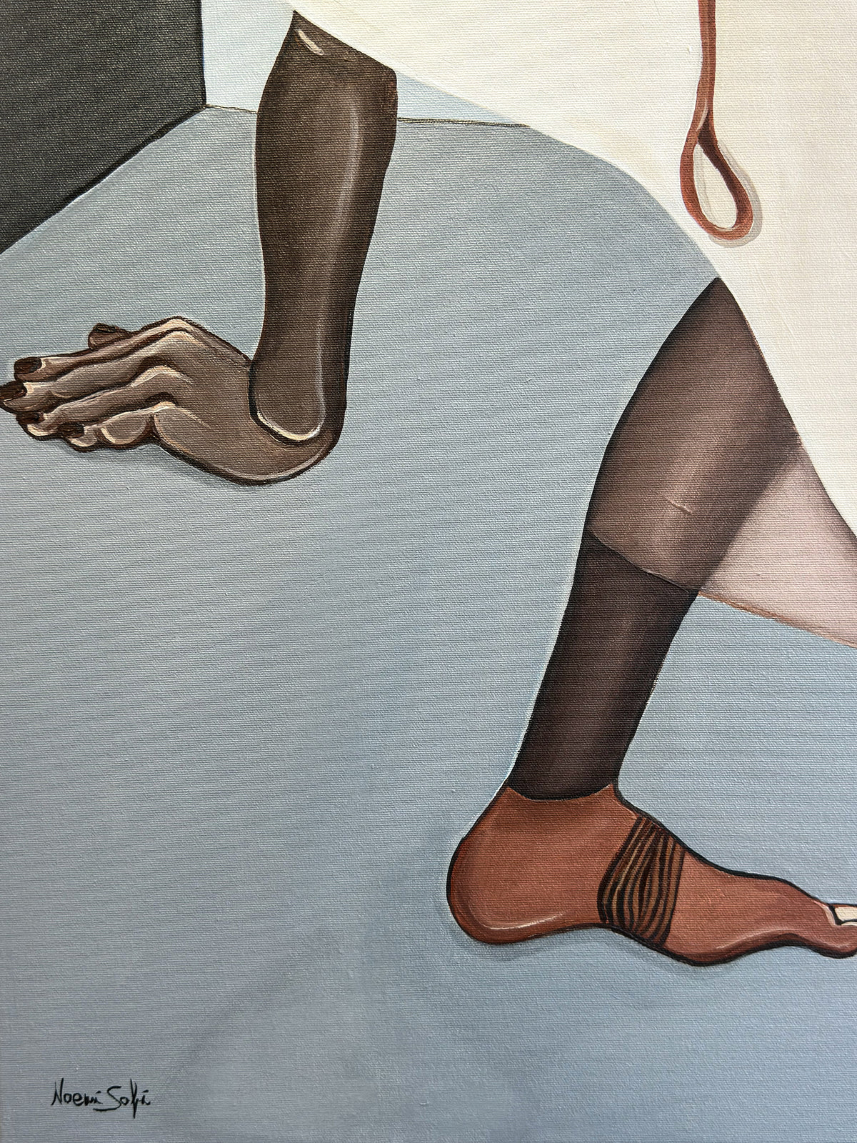 This original canvas painting by Noemi Safir uses elongated limbs, expressive gestures and intertwined bodies to explore emotional over-responsibility.