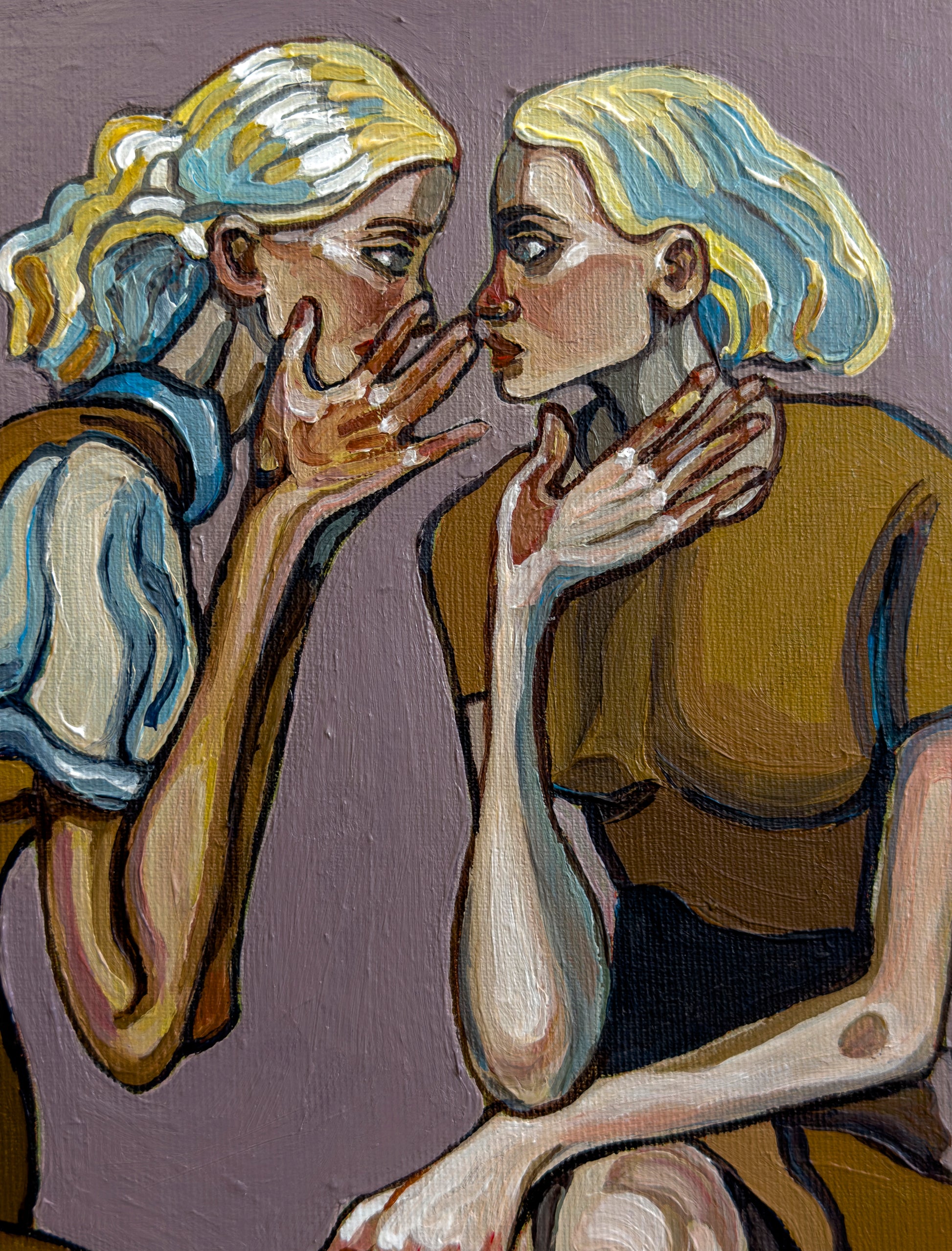Layers That Left Their Mark original artwork by Noemi Safir, a highly collectible painting about feminine intimacy, emotional memory, psychological pressure, and the lasting mark of relationship.