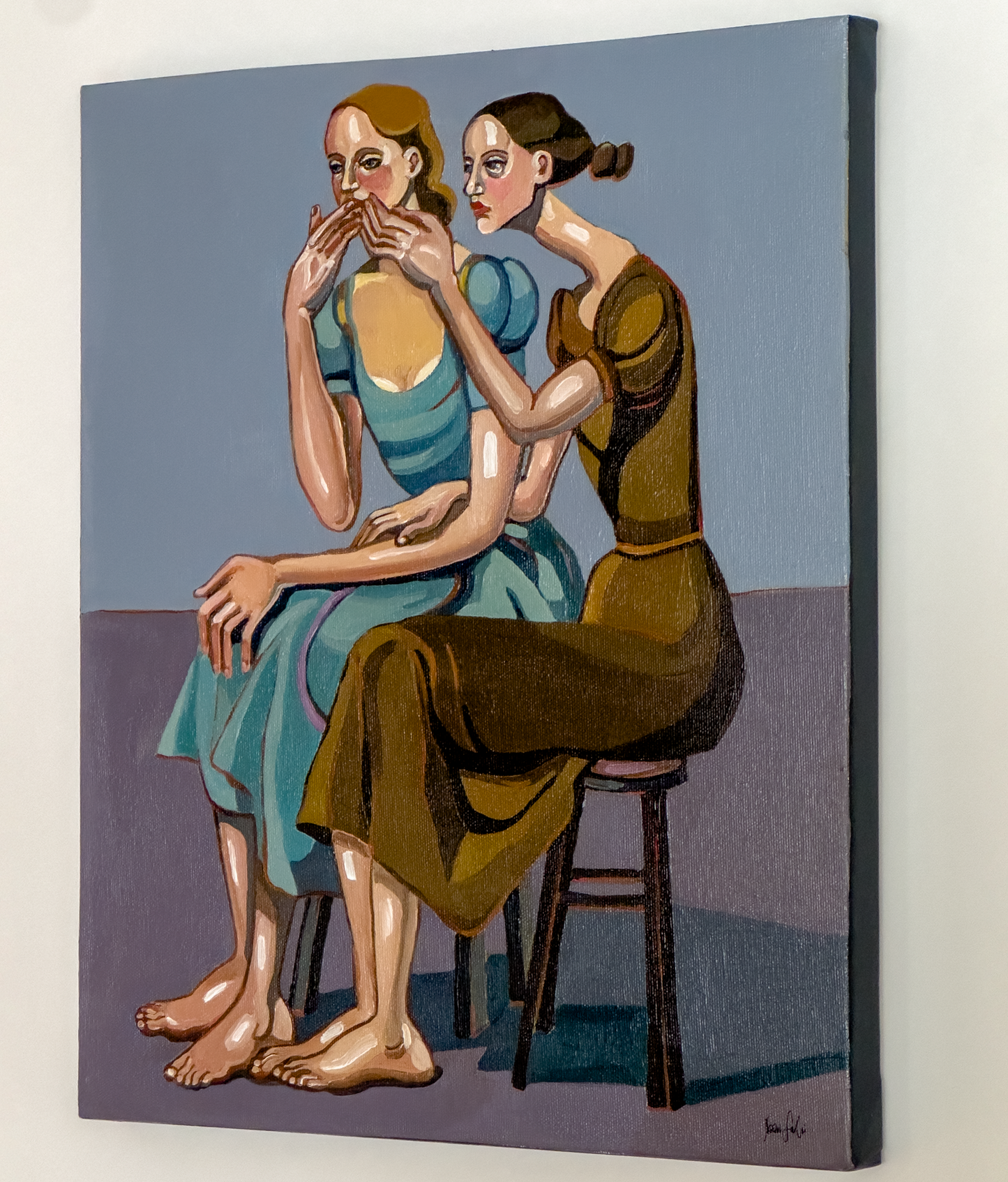 The Words That Never Come Out original artwork by Noemi Safir, a highly collectible painting about feminine intimacy, emotional silencing, self suppression, and the hidden cost of staying quiet.