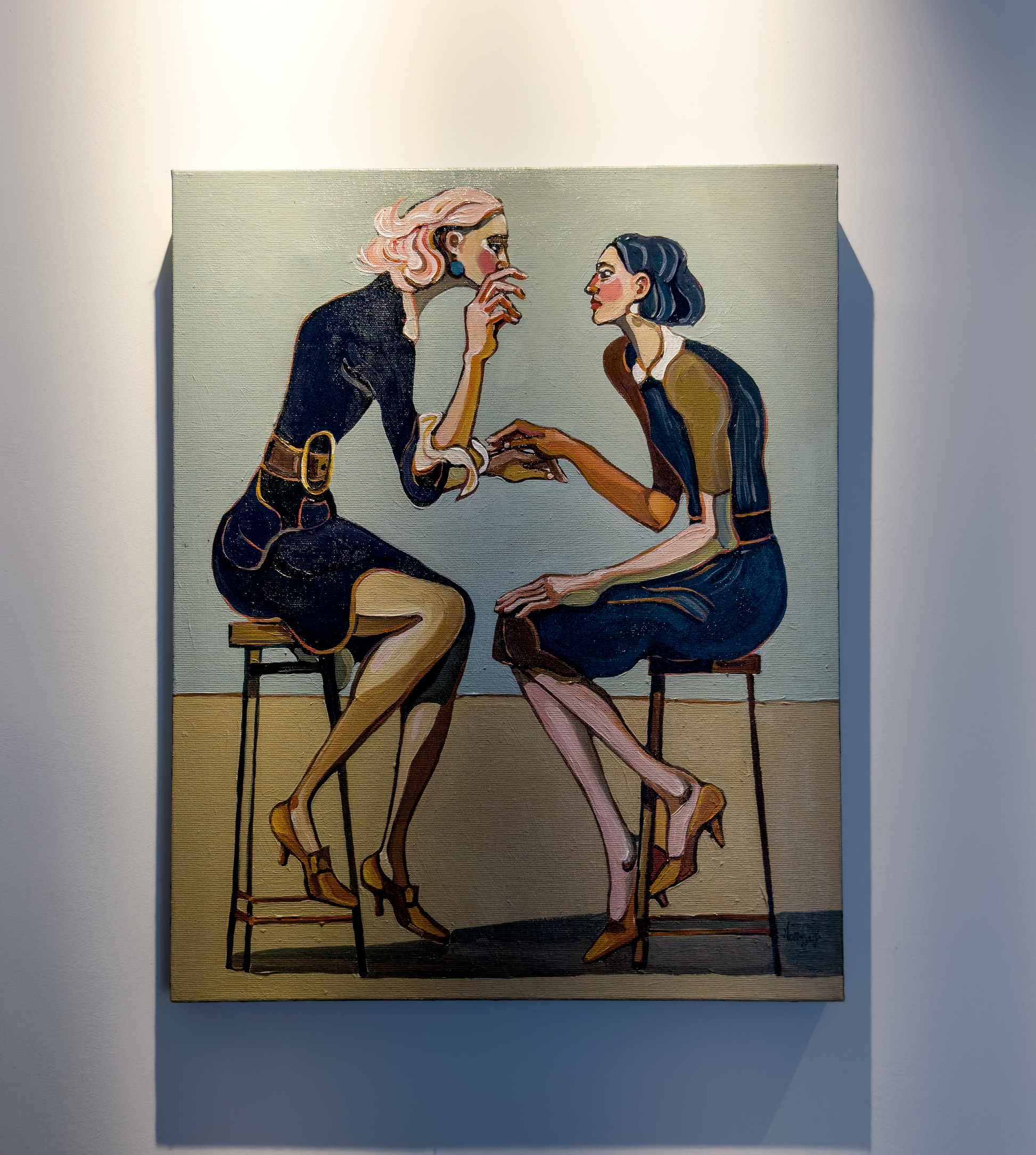 Noemi Safir women painting Staying Without Being Swallowed, exploring the roles women learn to perform in order to stay in relationship without disappearing inside it.