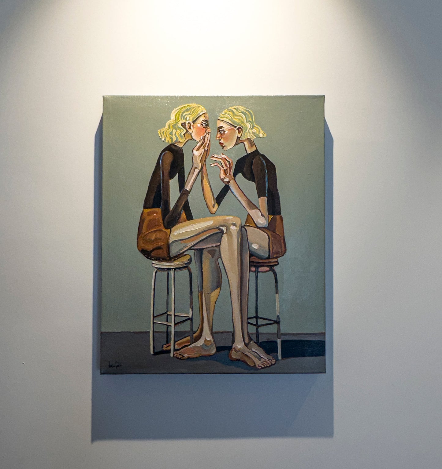 Pleasing Again original acrylic on canvas by Noemi Safir, a symbolic figurative painting about intimacy, psychological pressure, people pleasing, and emotional survival.