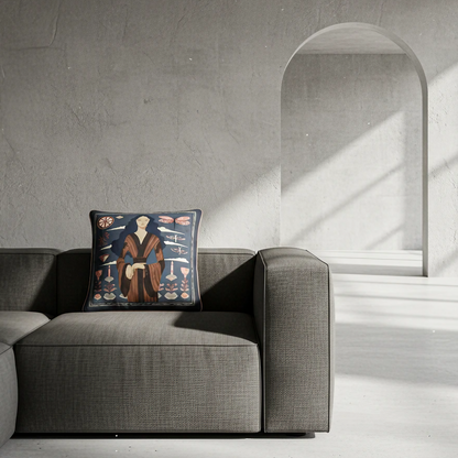 NOE MI high end cushion with refined piping and detailed artwork for luxury interior styling