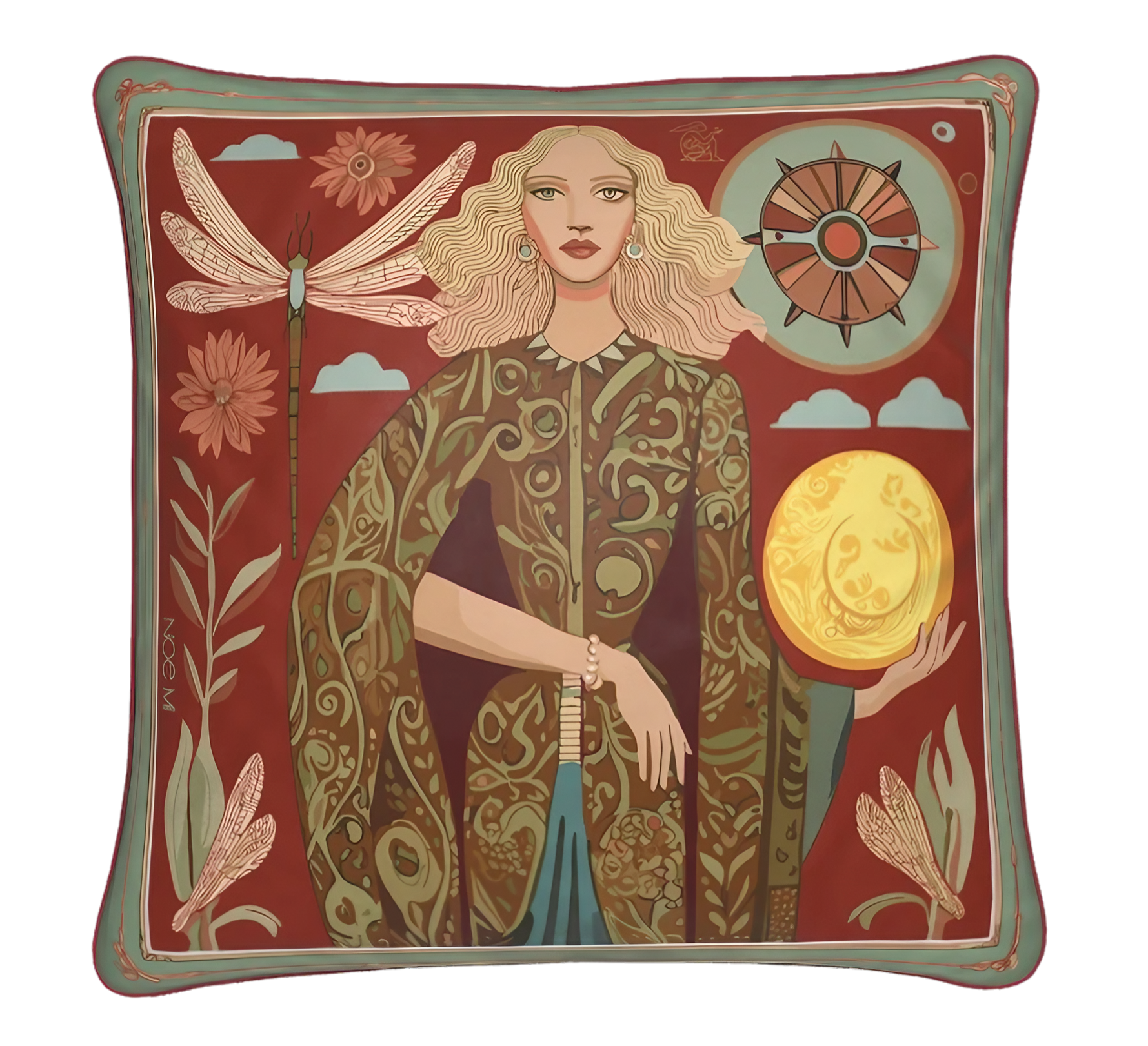 Perfect for chic interiors, this NOE MI square cushion adds softness and symbolism to your space