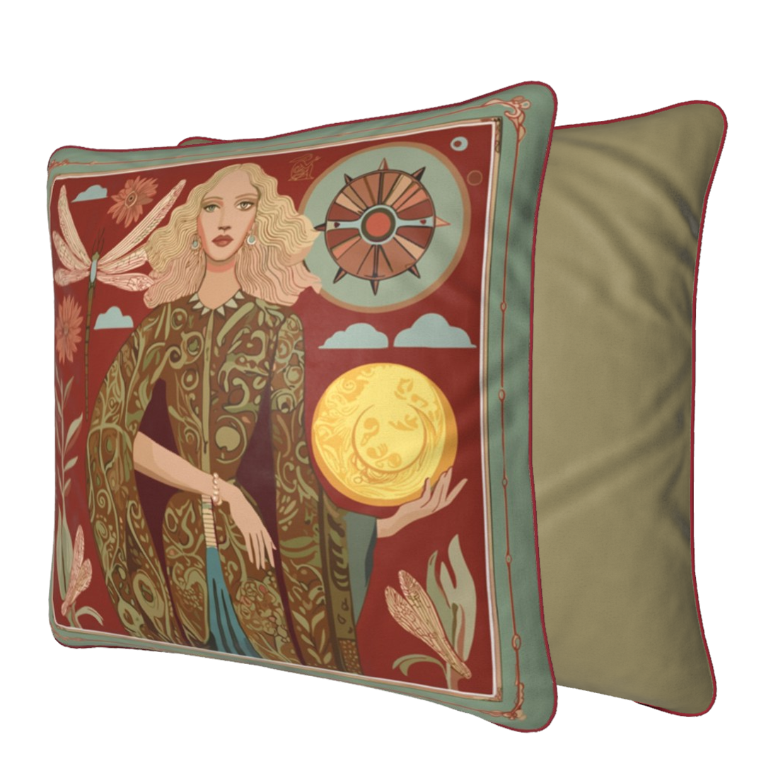 NOE MI designer cushion, velvet square pillow with art-inspired details, elegant home décor worldwide.