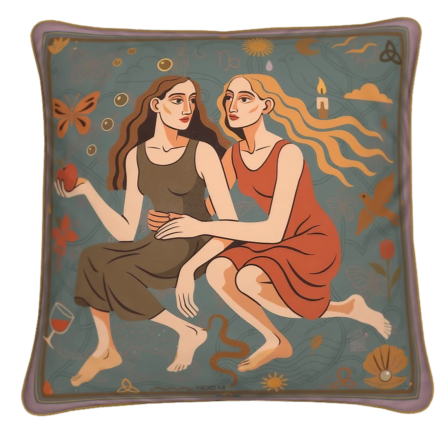 Whether placed on a velvet armchair or styled on a designer bed, This artistic cushion by NOE MI is a collector’s item for art lovers