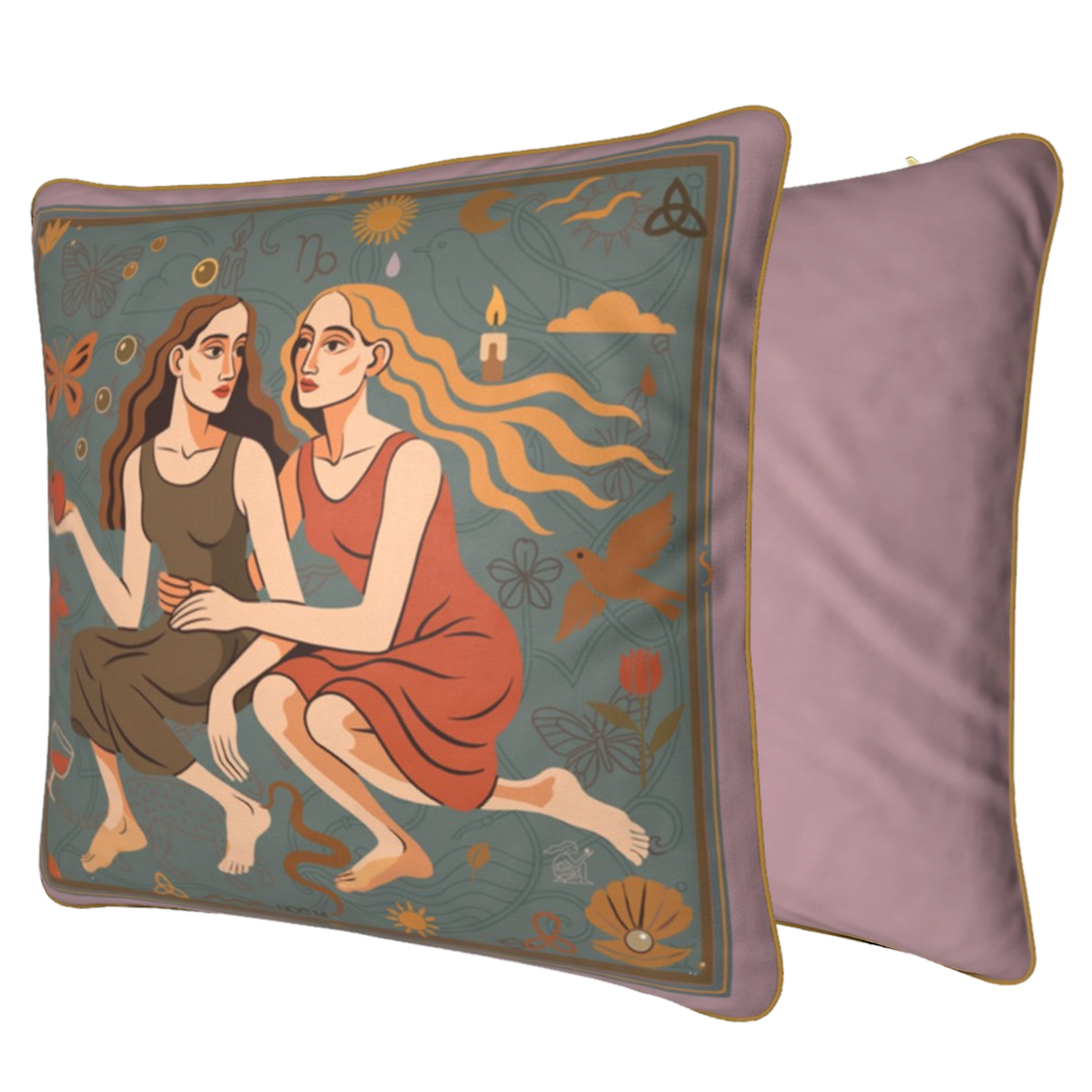 NOE MI luxury decorative cushion, velvet pillow with detailed print design, collectible art for homes worldwide.