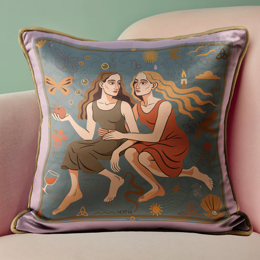 Decorative cushion with full-edge piping and surreal art design – luxury pillow Australia, design by NOE MI
